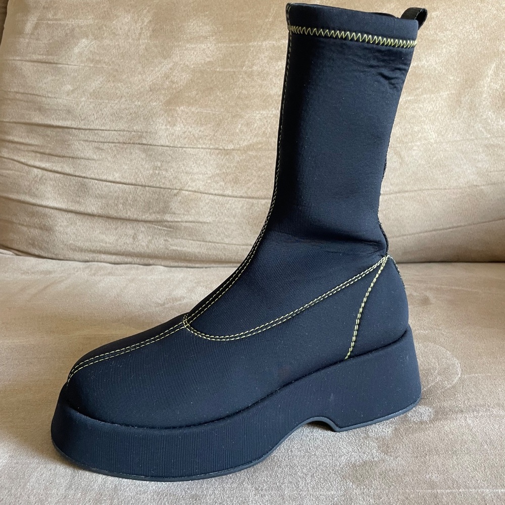 Black Ganni Platform Ankle Boot 7 - Picture 7 of 8